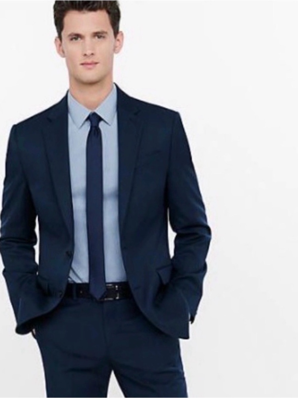 Express Producer Modern Classic Fit Navy Wool Blazer 42R + Vest XL